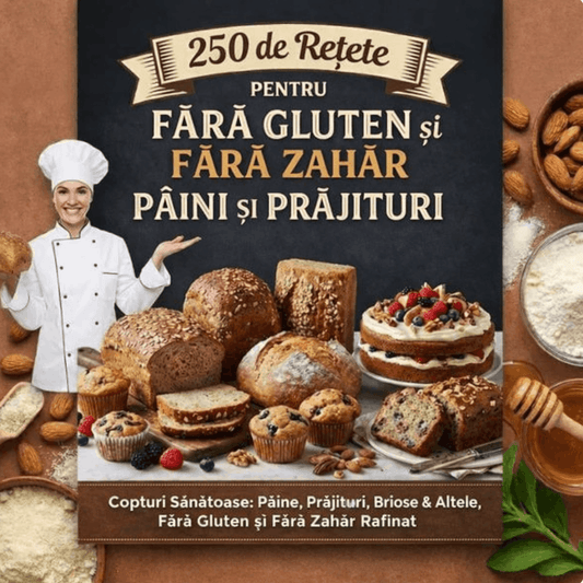 250 de rețete de pâine și prăjituri fără gluten și fără zahăr