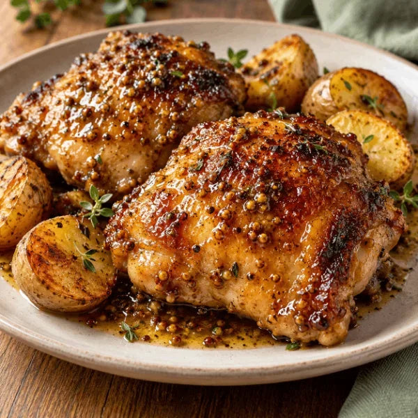 Honey-mustard chicken thighs