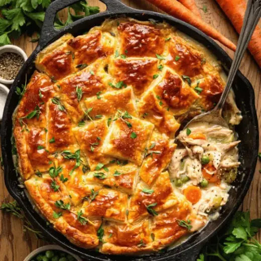 Chicken & puff pastry pie