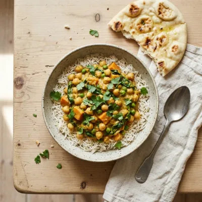 Chickpea curry with rice